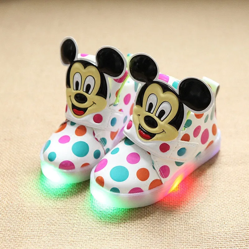 New European fashion cute LED lighting children shoes hot sales Lovely kids sneakers high quality cool boy girls boots