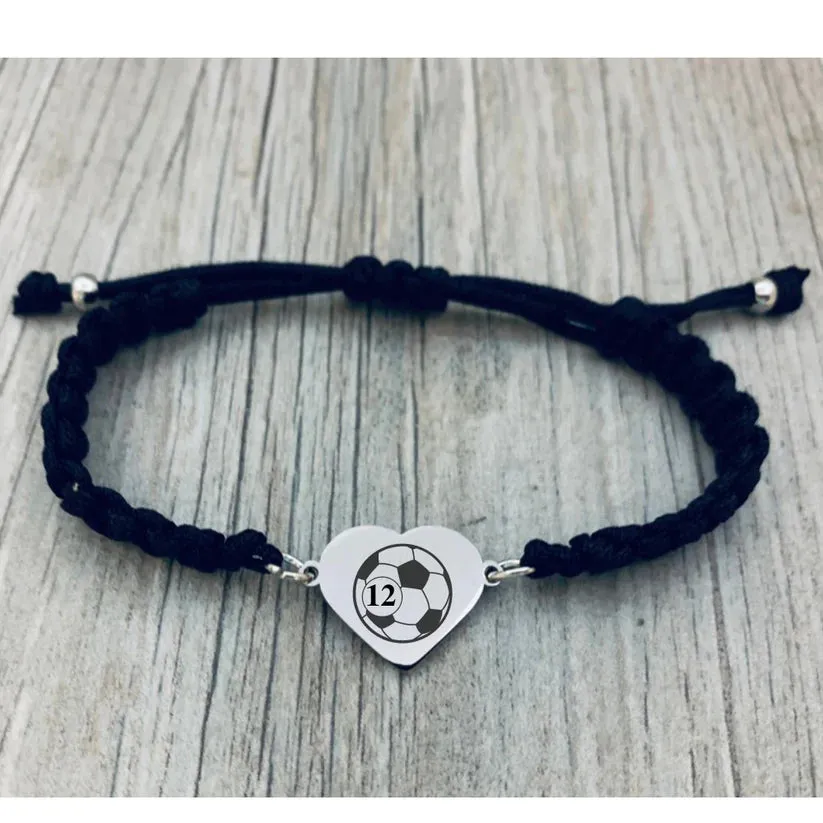 Personalized Engraved Soccer Rope Bracelet