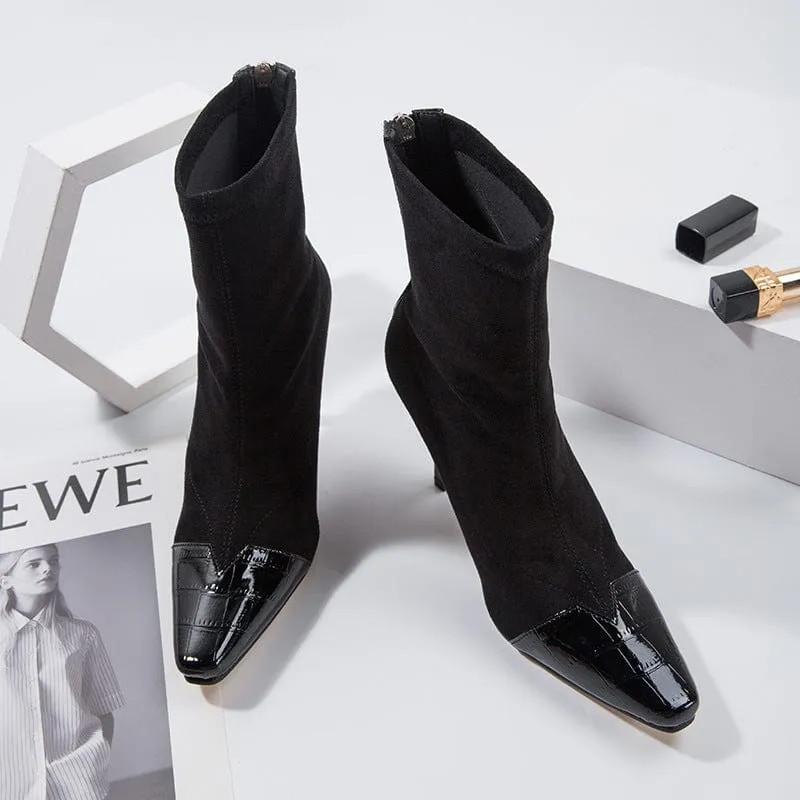 Pointed-toe Kitten Heel Boots