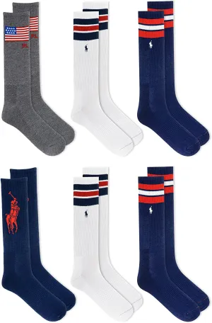 Polo Ralph Lauren Men's 6-Pack Polo Americana Crew Socks