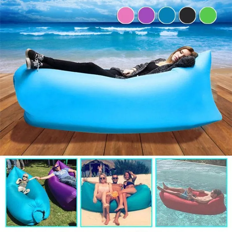 Portable Inflatable Sofa Bed for Camping, Fishing, and Beach, Lazy Air Bed, 78.7 x 27.6 inches (Black)