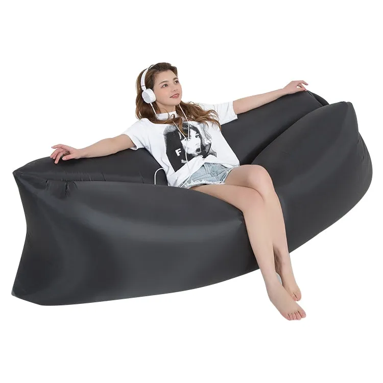 Portable Inflatable Sofa Bed for Camping, Fishing, and Beach, Lazy Air Bed, 78.7 x 27.6 inches (Black)