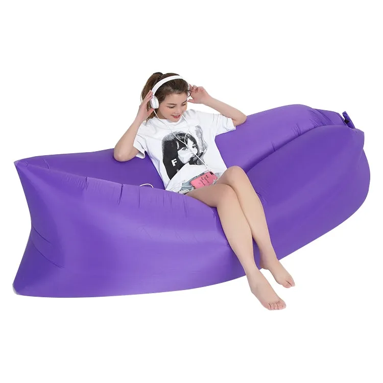 Portable Inflatable Sofa Bed for Camping, Fishing, and Beach, Lazy Air Bed, 78.7 x 27.6 inches (Purple)