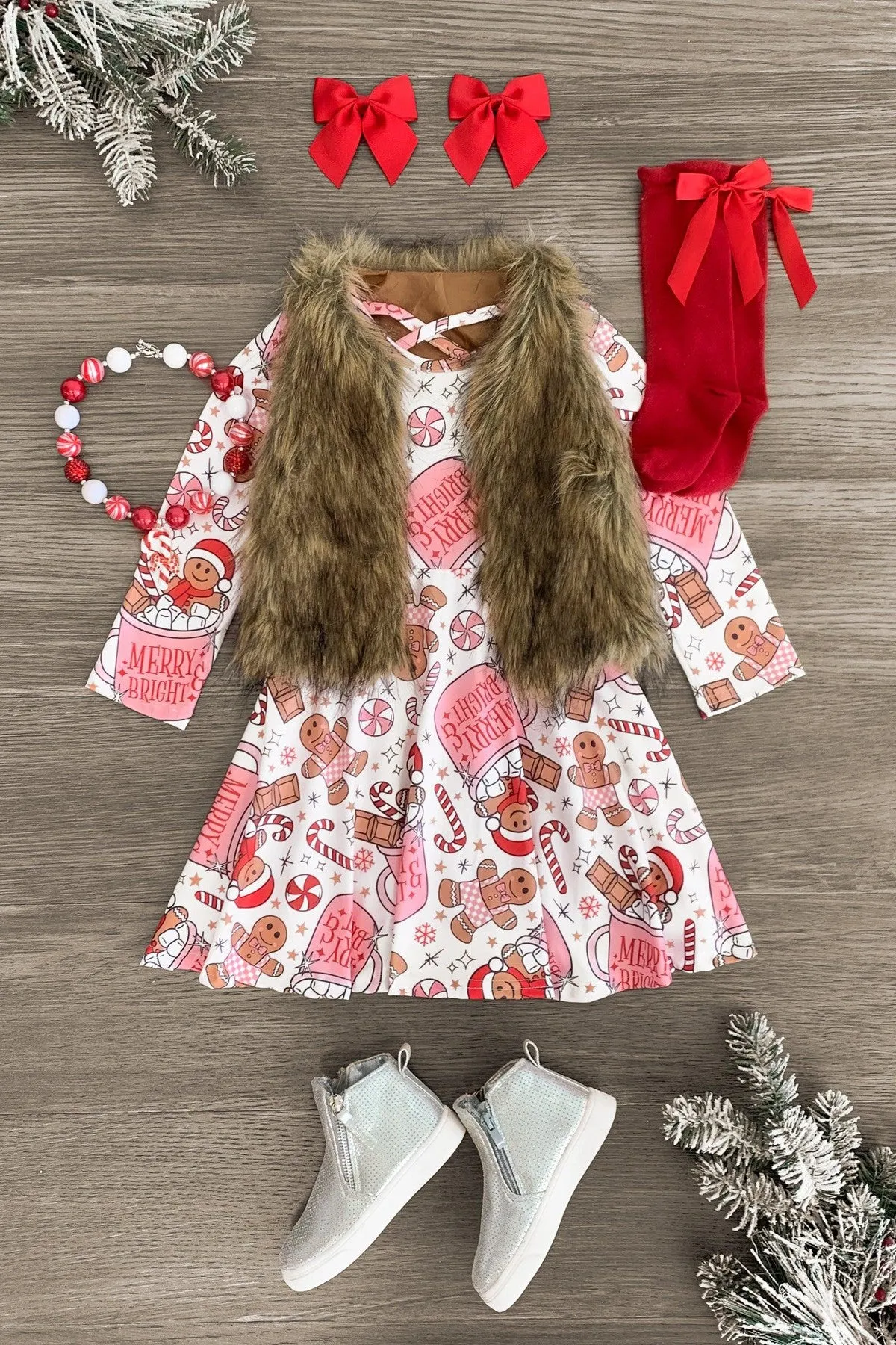 "Merry & Bright" Gingerbread Hot Cocoa Dress