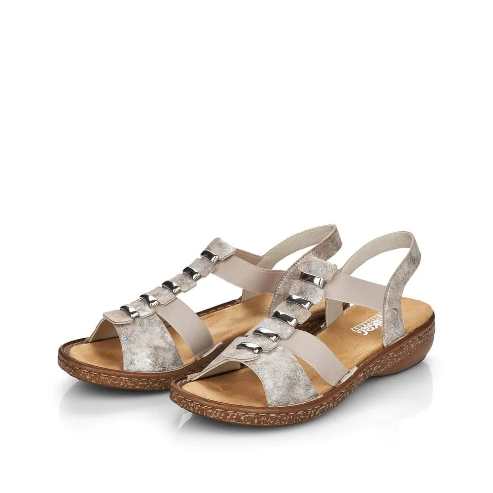 Rieker Sandals 62850 Ladies Shoes Metallic