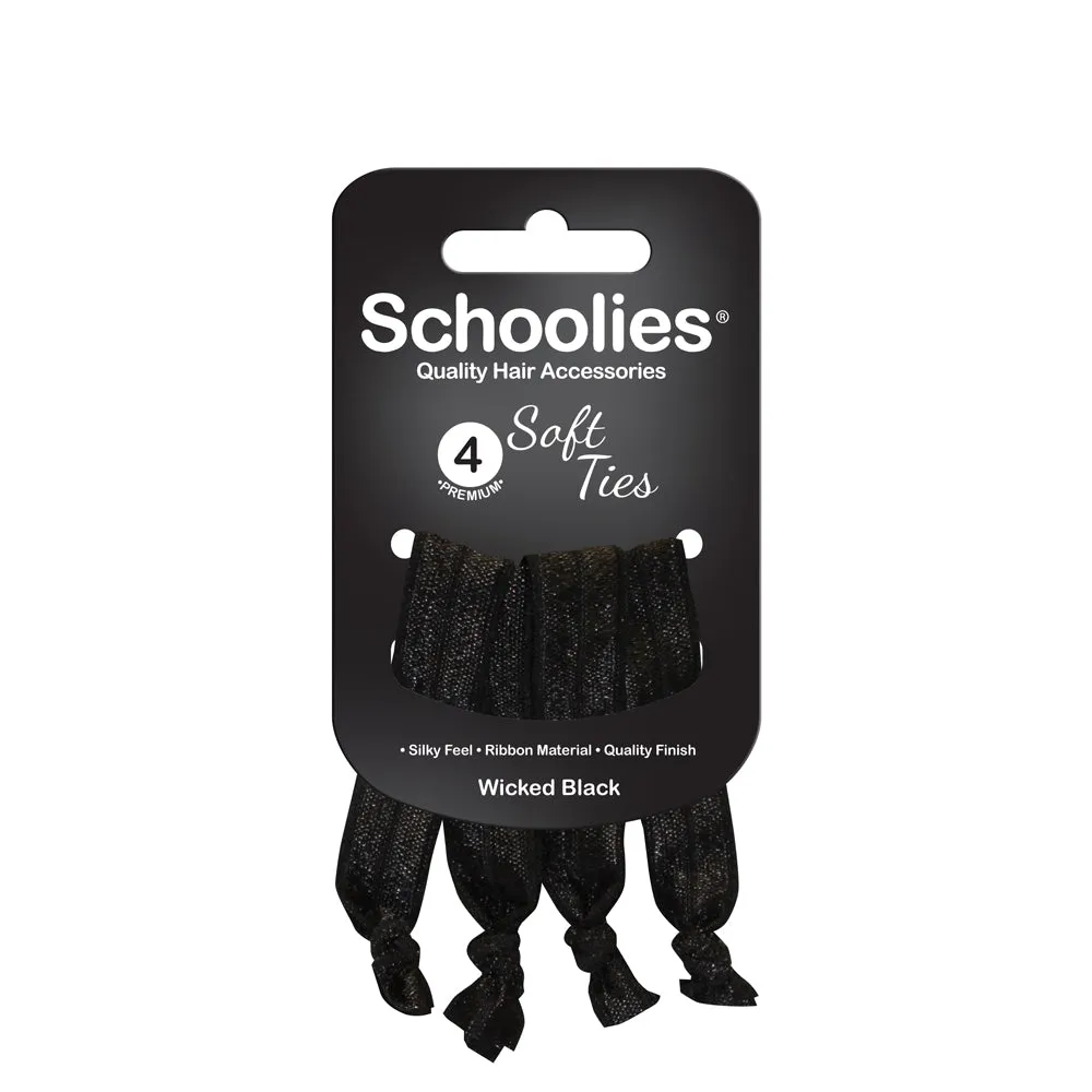 Schoolies Soft Ties 4pc - Wicked Black