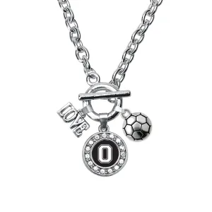 Silver Soccer - Sports Initial O Circle Charm Toggle Necklace