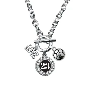 Silver Soccer - Sports Number 23 Circle Charm Toggle Necklace