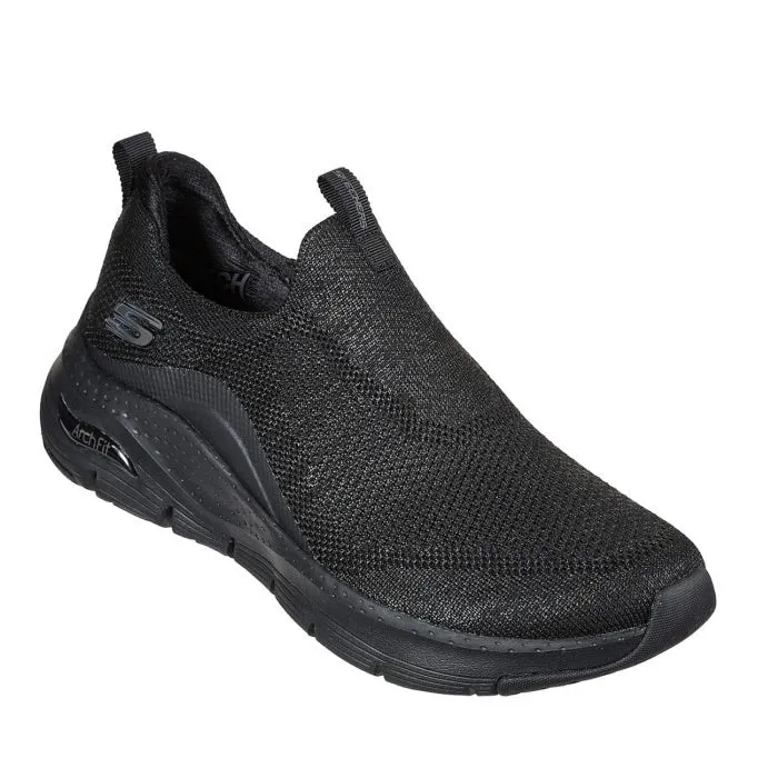 Skechers Arch Fit Slip Ons Keep It Up Black