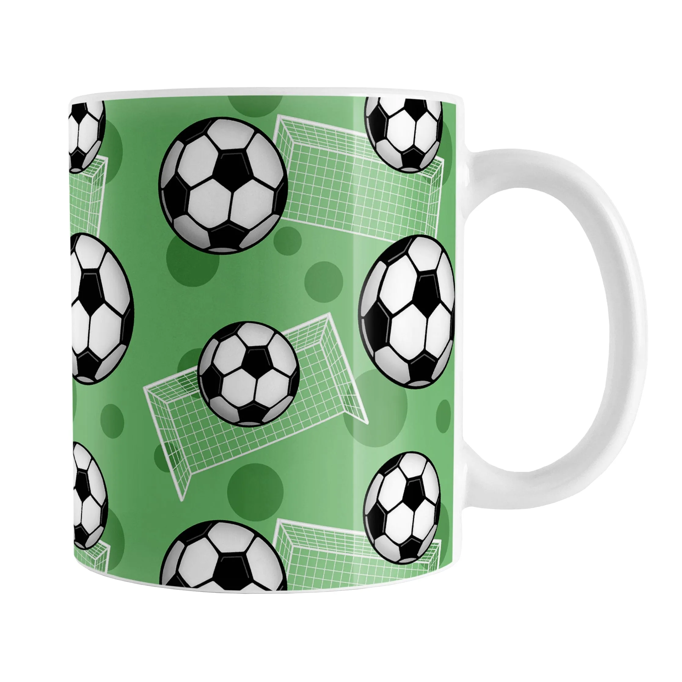 Soccer Ball and Goal Pattern Green Mug