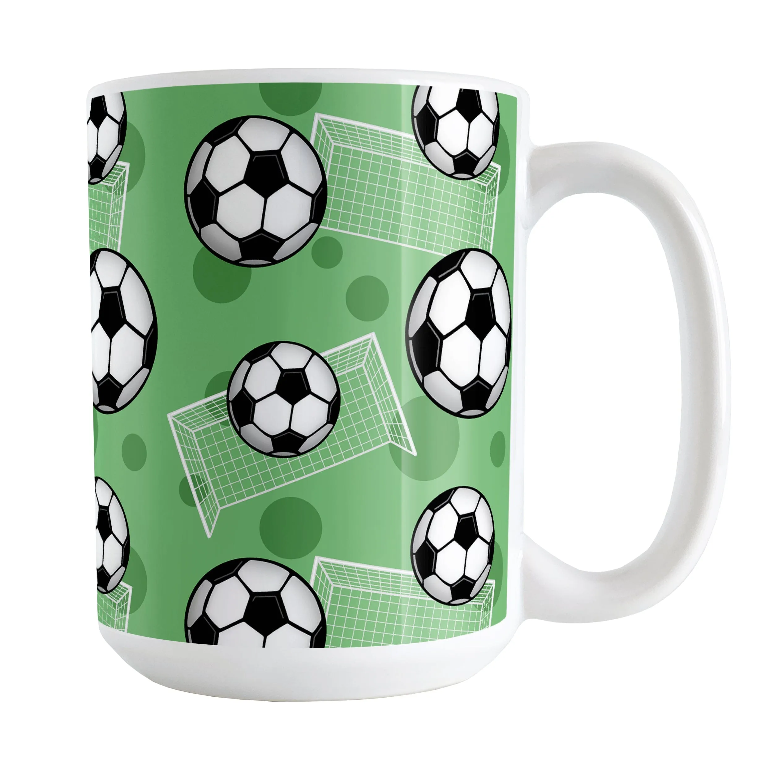 Soccer Ball and Goal Pattern Green Mug