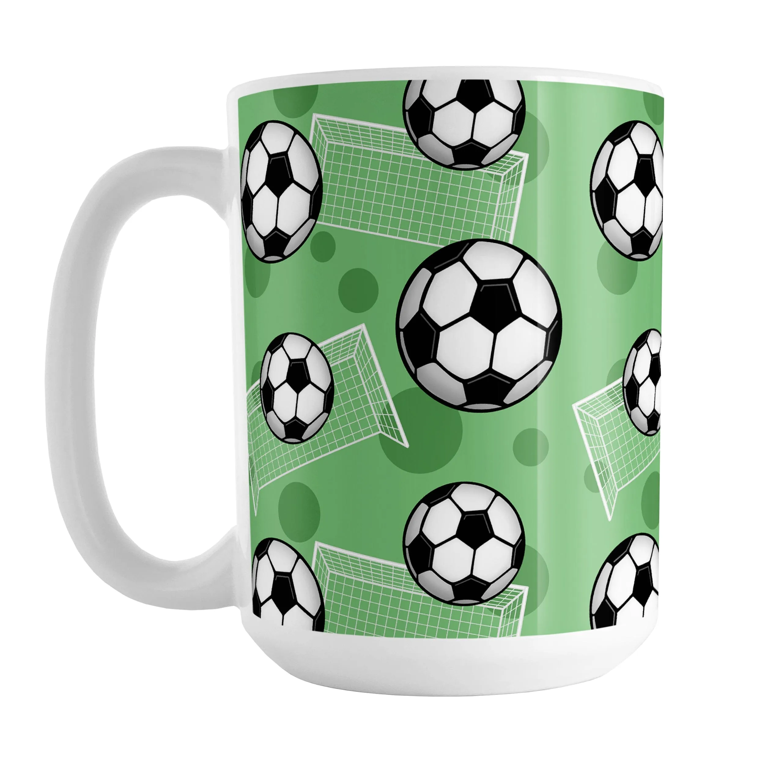 Soccer Ball and Goal Pattern Green Mug