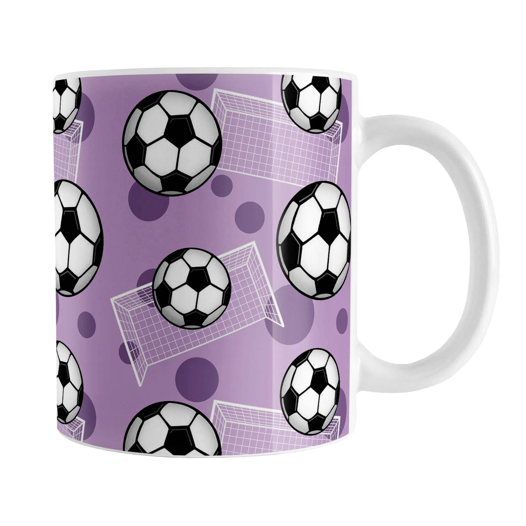 Soccer Ball and Goal Pattern Purple Mug