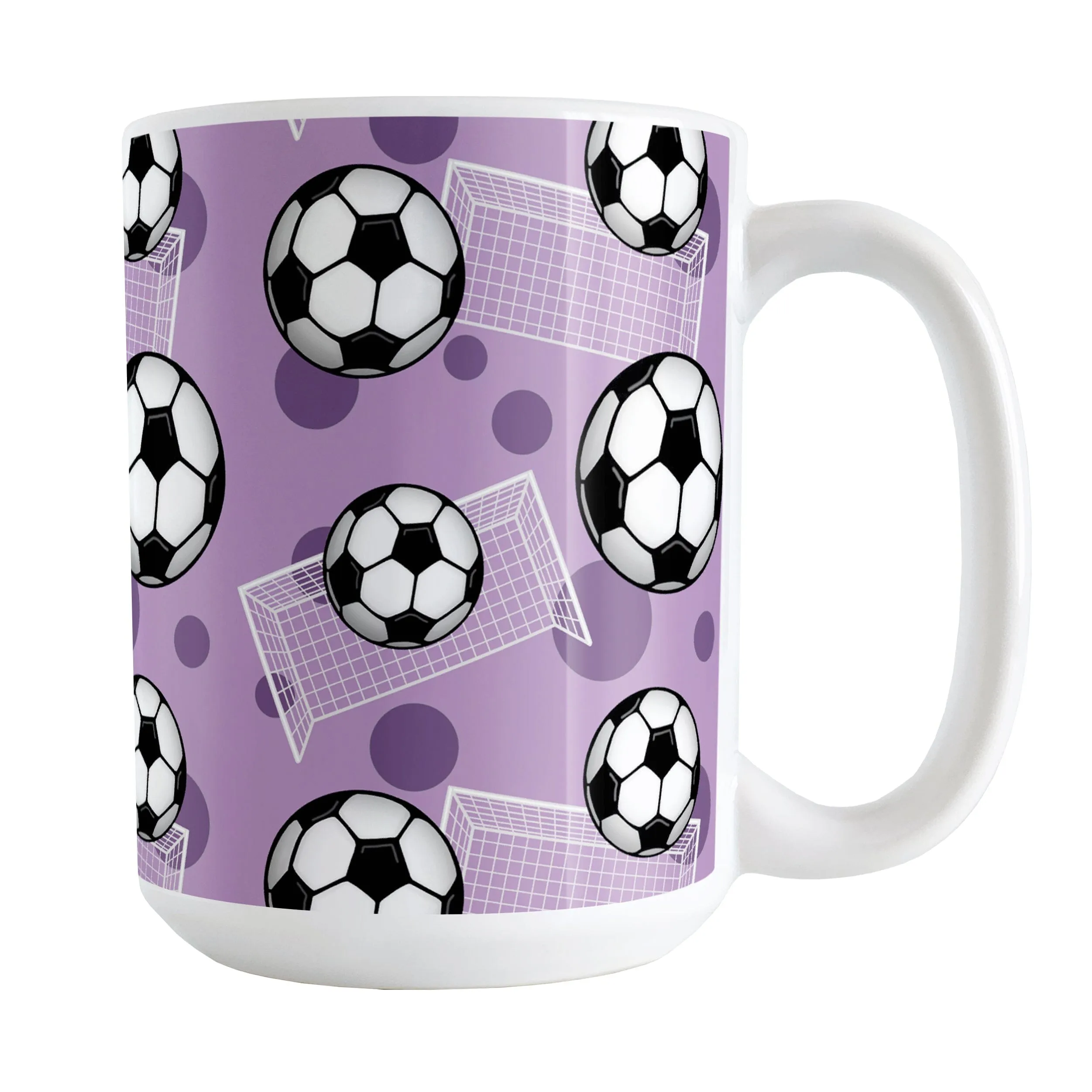 Soccer Ball and Goal Pattern Purple Mug