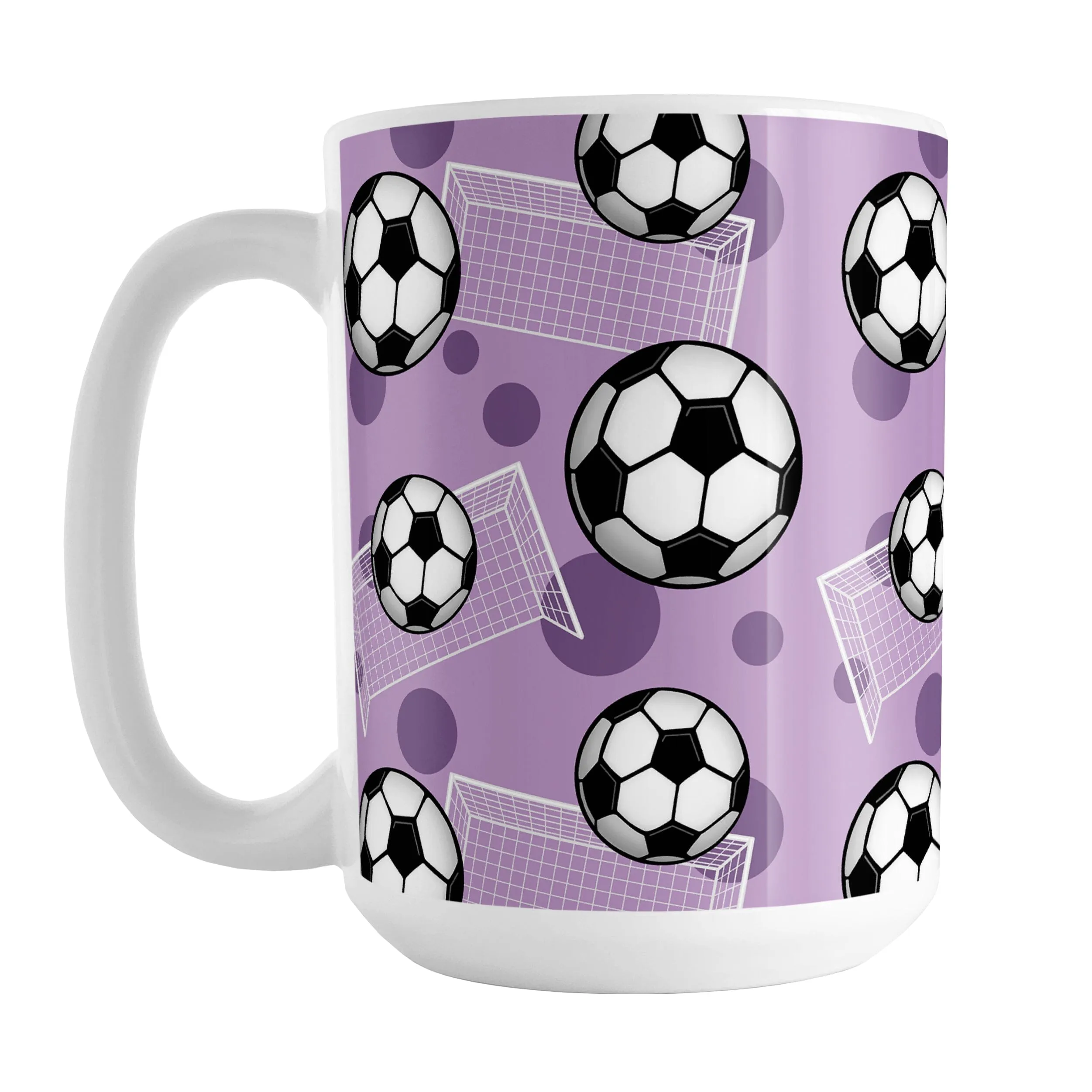 Soccer Ball and Goal Pattern Purple Mug