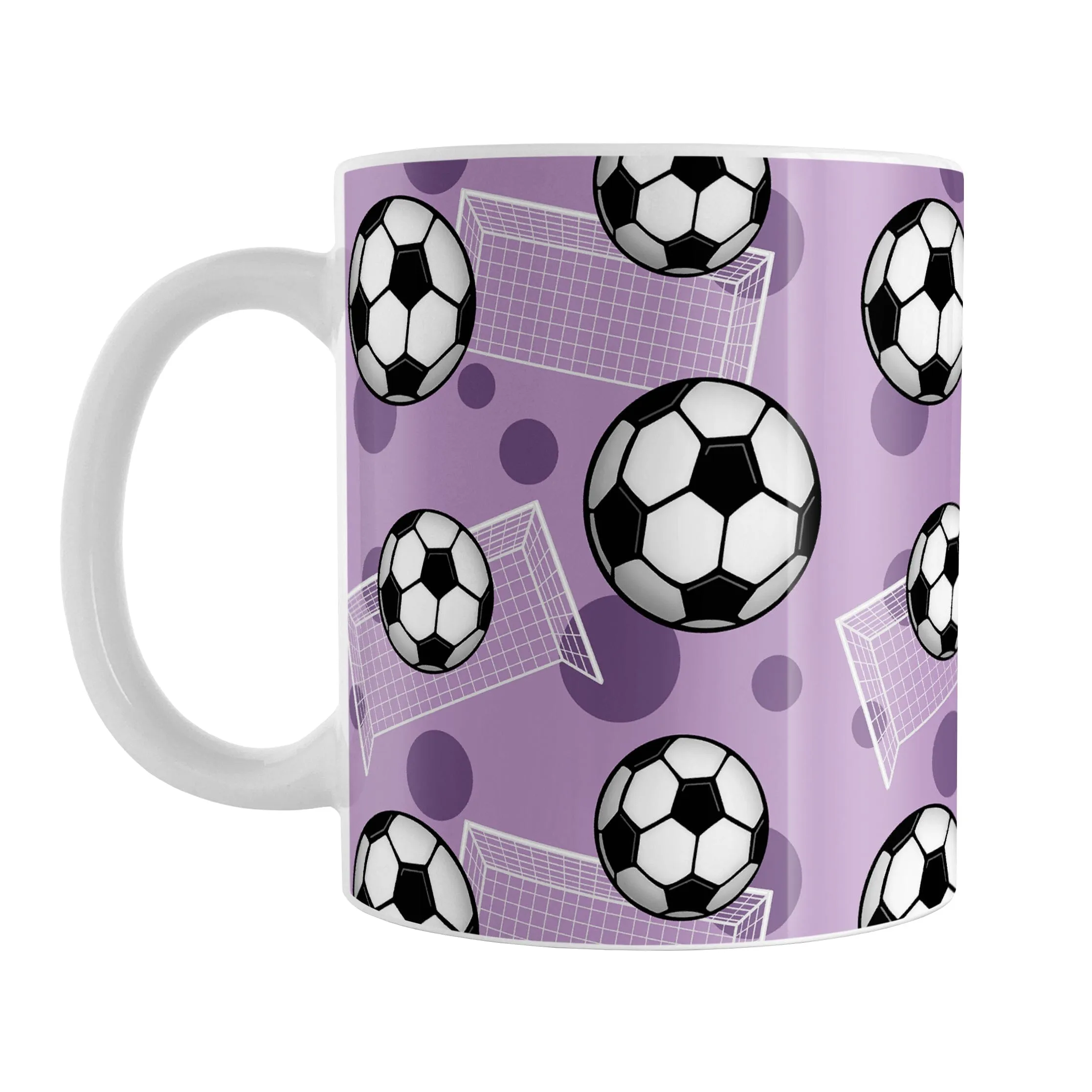 Soccer Ball and Goal Pattern Purple Mug