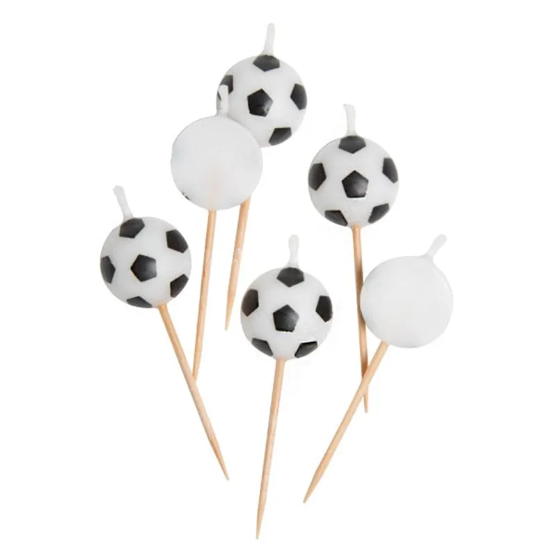 Soccer Birthday Cake Candle Picks 6 Ct