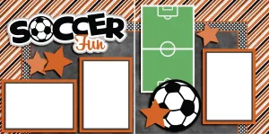 Soccer Fun Orange - Digital Scrapbook Pages - INSTANT DOWNLOAD