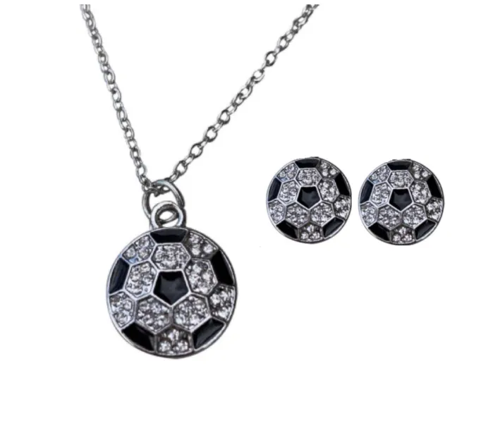 Soccer Rhinestone Necklace & Earrings