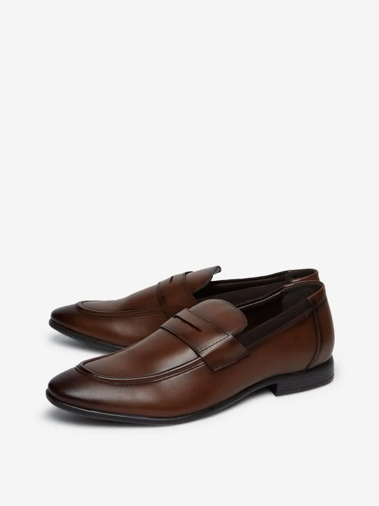 SOLEPLAY  Brown Faux-Leather Formal Loafers