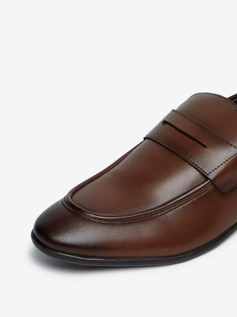 SOLEPLAY  Brown Faux-Leather Formal Loafers