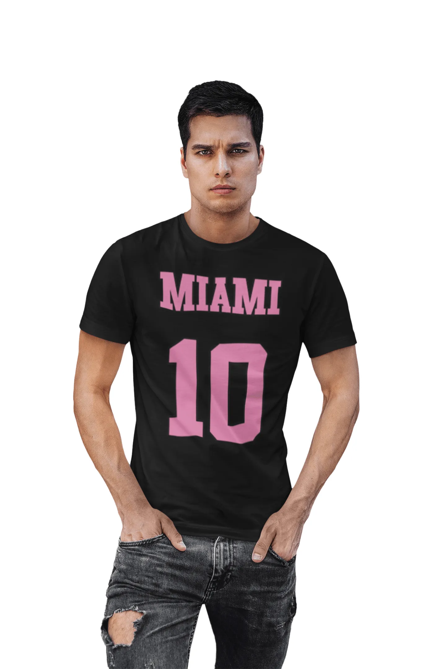 Sprorts And Fitness T-shirt Miami 10 Soccer Short Sleeve 100% Cotton Crew Neck Top