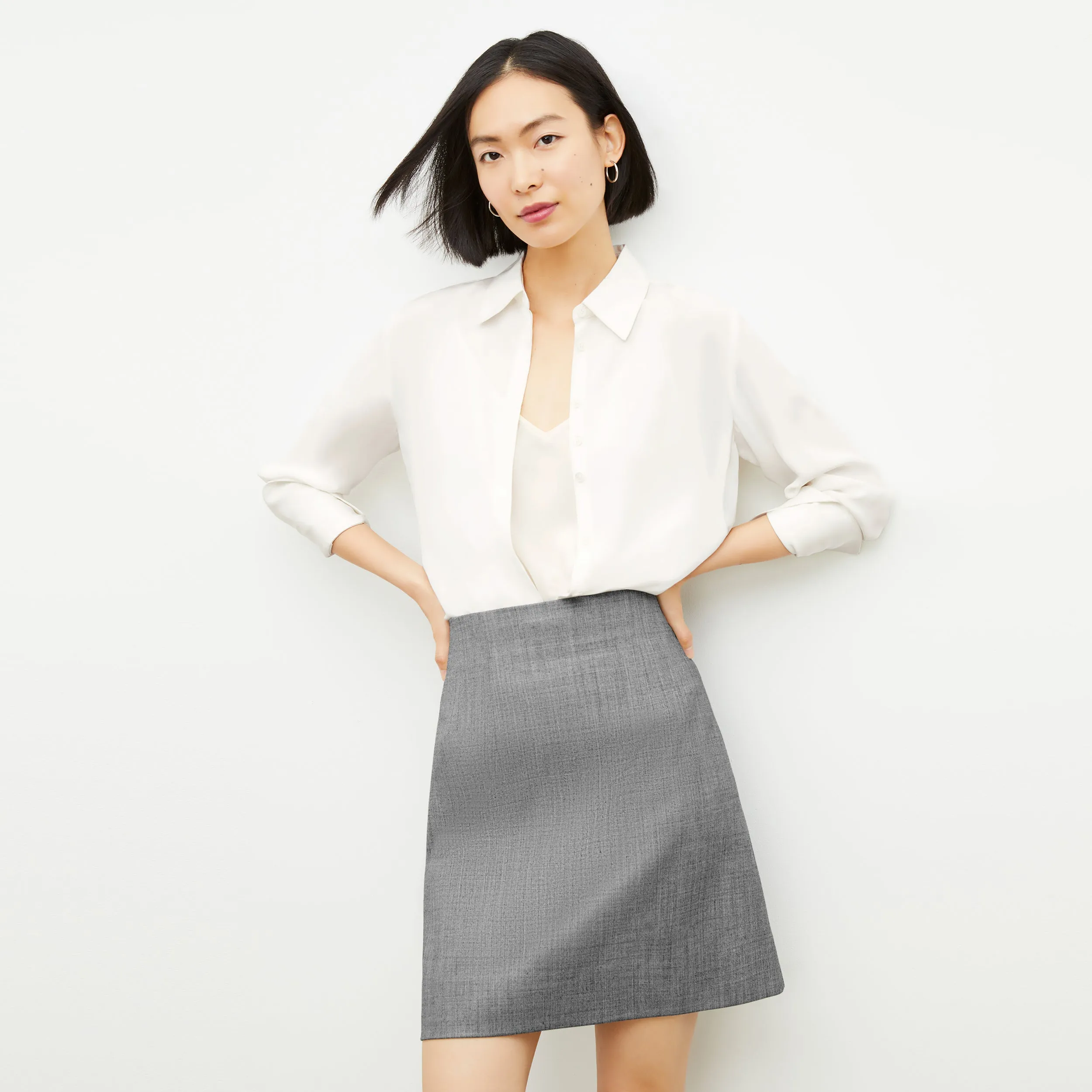 Whitney Skirt - Sharkskin :: Black / White