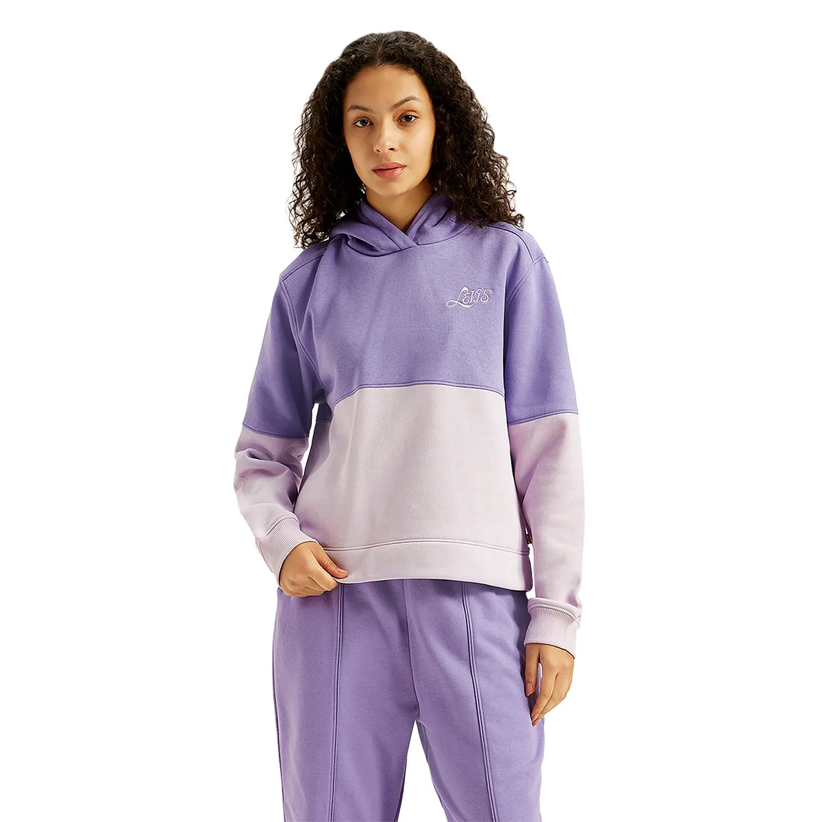 Women's Colorblock Lavender Hooded Sweatshirt